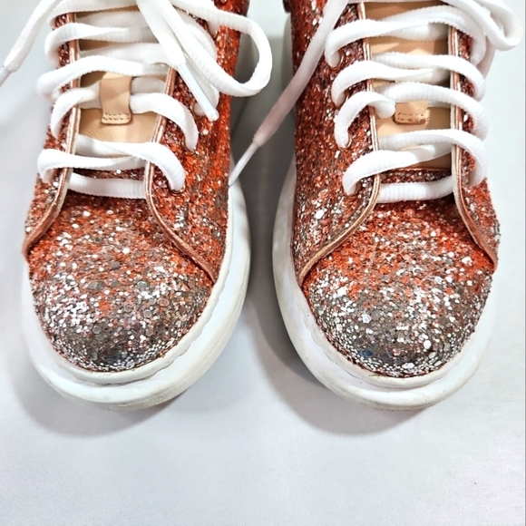 Alexander McQueen Girls Topaz Rose Glitter Oversized Sneakers Size 32 - Picture 2 of 11